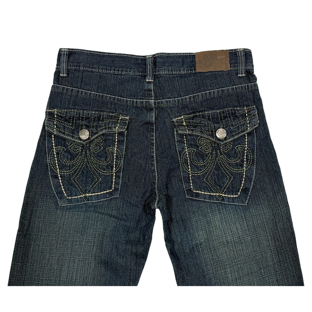 Stylo Men's Jeans 32 x 32.5 Distressed Dark Blue Wash Denim Y2K